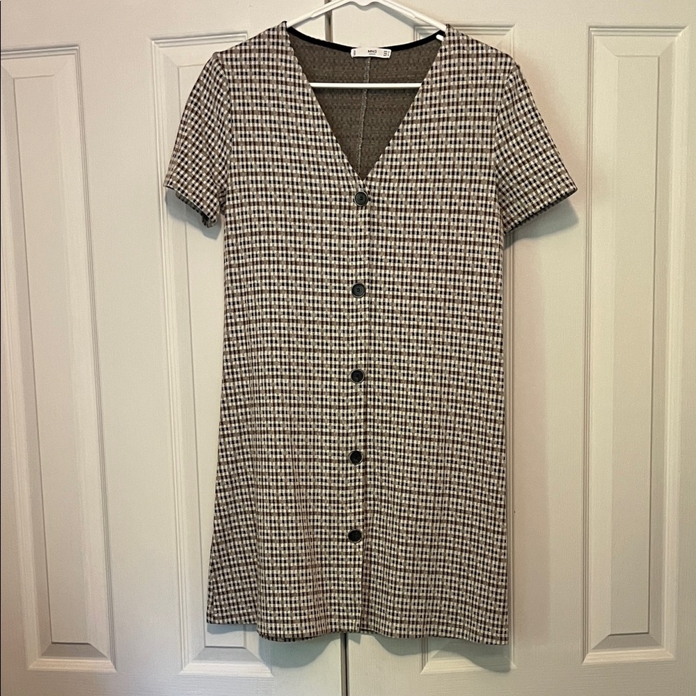 Mango Stylish Black and White Checkered Dress